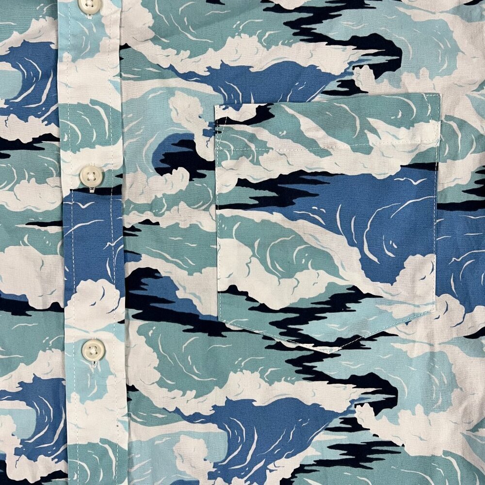 NEW Goodthreads Ocean Wave Men's Short-Sleeve Printed Cotton Shirt Sz XL - Picture 2 of 10
